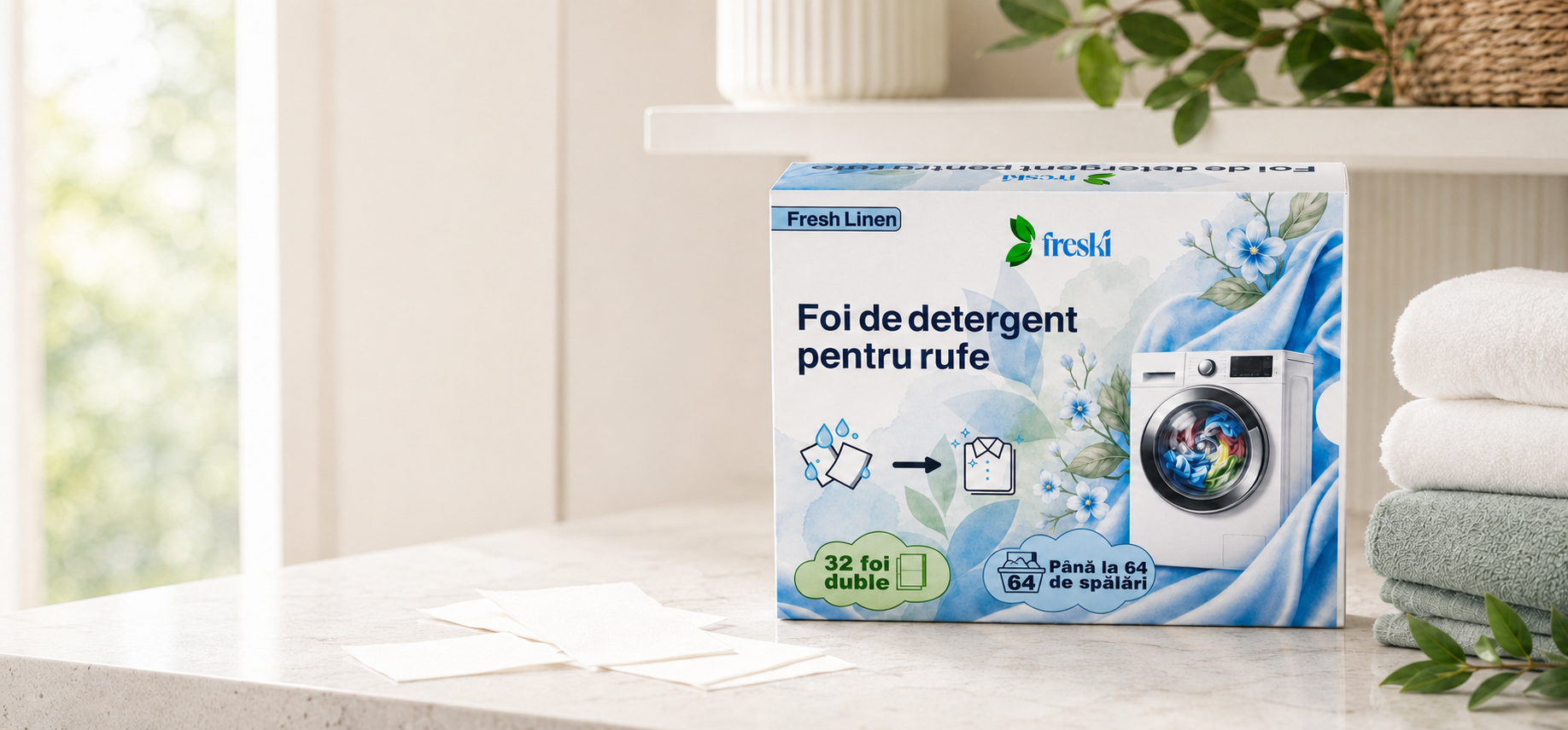 FRESKI Fresh Linen într-un spațiu modern de spălătorie